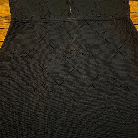 Sandro Navy Blue Patterned Knit Zip-Up Mini Dress - Picture 3 of 13